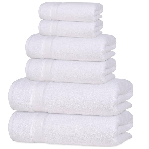 All Design Towels 6 Pc Turkish Cotton White Towel Set - Picture 1 of 5